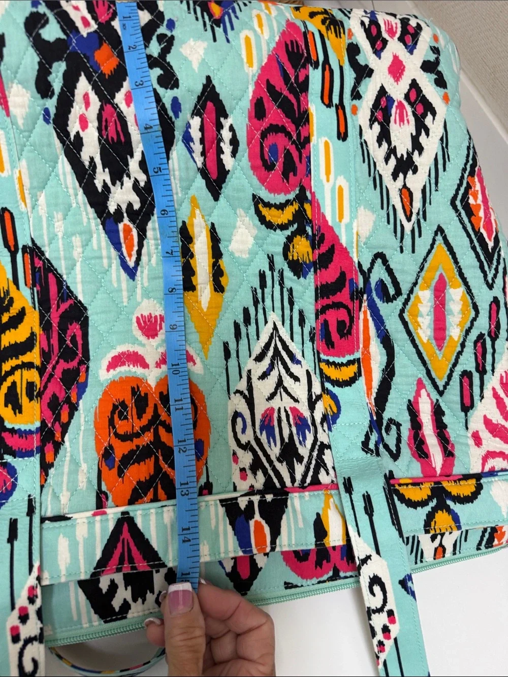 Vera Bradley Pueblo Vera Quilted Turquoise Patterned Tote Bag - Picture 11 of 11